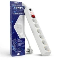 Изображение товара Фильтр сетевой TOKOV ELECTRIC TKE-C01-SF6-1.8-ZV, розетки - 6 шт, длина кабеля - 1,8 м, ток номинальный - 16 А, мощность - 3500 Вт, с заземлением и защитой от перенапряжения, белый