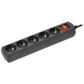 Изображение товара Удлинитель GENERICA У05В WYP10-10-05-03-ZK-K02-G, розетки - 5 шт, длина кабеля - 3 м, ток номинальный - 10 А, мощность максимальная - 2500 Вт, с заземлением и выключателем, черный