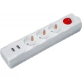 Изображение товара Удлинитель NAVIGATOR NPE-USB, розетки - 3 шт, USB, длина кабеля - 1.8 м, ток номинальный - 16 А, мощность максимальная - 3500 Вт, IP20, с заземлением и выключателем, с защитными шторками, белый