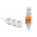 Изображение товара Удлинитель TDM УЛ3, розетки - 3 шт, длина кабеля - 3 м, ток номинальный - 10 А, мощность максимальная - 2200 Вт, IP20, без заземления, с защитными шторками, бело-серый