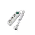 Изображение товара Удлинитель LEZARD Letitia 721-0302-302, розетки - 3 шт, длина кабеля - 2 м, ток номинальный - 16 А, мощность максимальная - 3500 Вт, IP20, с заземлением и выключателем, белый