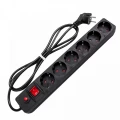 Изображение товара Фильтр сетевой UNIVersal 967U розетки - 6 шт, длина кабеля - 10 м, ток номинальный - 10 А, мощность - 2200 Вт, с заземлением и защитой от перенапряжения, черный