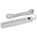 Изображение товара Фильтр сетевой ЭРА SF розетки - 6 шт, длина кабеля - 4 м, ток номинальный - 10 А, мощность - 2200 Вт, с заземлением и защитой от перенапряжения, цвет - белый C0039536