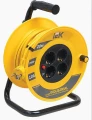 Изображение товара Удлинитель силовой IEK Industrial УК20 на катушке мощность - 2200 Вт номинальный ток - 16 А провод - ПВС сечение - 3x1.5 розеток - 4 шт, длина кабеля - 20 м, с заземлением, цвет - желтый