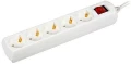 Изображение товара Удлинитель бытовой IEK GENERICA У05В мощность - 2500 Вт номинальный ток - 10 А провод - ПВС сечение - 3x1 розеток - 5 шт, длина кабеля - 5 м, с заземлением, с выключателем, цвет - белый