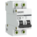 Изображение товара Автоматический выключатель двухполюсный EKF Basic ВА47-29 2P 16А (С) 4.5kА, сила тока 16 А, тип расцепления С, отключающая способность 4.5 kА