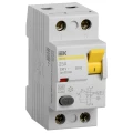Изображение товара УЗО двухполюсное IEK ВД1-63 2P 25А 30мА тип AC, номинальный ток 25А, ток утечки 30мА переменный