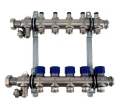 Изображение товара Коллекторная группа ELSEN 1″ Ду25 Ру4 корпус - нержавеющая сталь, 5 контуров, размер отвода – 3/4″, с вентилями