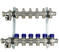 Изображение товара Коллекторная группа ELSEN 1″ Ду25 Ру4 корпус - нержавеющая сталь, 6 контуров, размер отвода – 3/4″, с вентилями