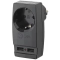 Изображение товара Адаптер сетевой ЭРА SP-e-USB-B 220 В, 16 А, 3500 Вт, 1 розетка, 2 порта USB 2.0, с заземлением, цвет - черный