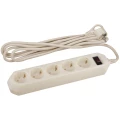 Изображение товара Фильтр сетевой ЭРА USF-5es-3m-I с базовой защитой, с заземлением, 5 розеток, длина - 3 м, номинальный ток - 10 А, с выключателем, цвет - слоновая кость