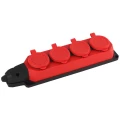 Изображение товара Колодка розеточная ЭРА K-e-RED 220 В, 16 А, 3500 Вт, 4 розетки, с заземлением, сечение - до 3x1.5 мм², цвет - красный