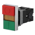Изображение товара Кнопка управления ЭРА LAY5-BW8465 BBD40-BW-K51E кнопочный сдвоенный выключатель с подсветкой, количество разомкнутых контактов - 1, количество замкнутых контактов - 1, цвет кнопки - красный/зеленый