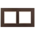 Изображение товара Рамка ЭРА Elegance 14-5102-31 2 поста 92х163х10 мм, корпус - стекло, монтаж - универсальный, цвет - мокко/слоновая кость Б0034503