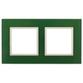 Изображение товара Рамка ЭРА Elegance 14-5102-27 2 поста 92х163х10 мм, корпус - стекло, монтаж - универсальный, цвет - зеленый/слоновый кость