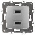 Изображение товара Розетка USB ЭРА Elegance 14-4110-03 скрытой установки 2хUSB 5В 2.1А алюминий