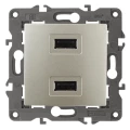 Изображение товара Розетка USB ЭРА Elegance 14-4110-04 скрытая установка 2USB 5В 2.1А шампань