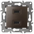 Изображение товара Розетка ЭРА 12-4110 2-местная с USB бронзовая внутренний монтаж