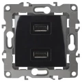 Изображение товара Розетка ЭРА 12-4110 2-местная USB черная скрытая монтаж