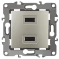 Изображение товара Розетка ЭРА 12-4110 2-местная с USB 5В-2100мА цвет шампань