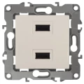 Изображение товара Розетка ЭРА 12-4110 2-местная USB слоновая кость внутренняя монтаж