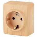 Изображение товара Розетка ЭРА Эксперт 11-2204 2P+E Schuko со шторками, 16А-250В, 1-местная, для открытой установки, с заземлением, IP20, цвет - сосна