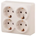 Изображение товара Розетка ЭРА Эксперт 11-2211 4х2P+E Schuko со шторками, 16A-250В, IP20, 4-местная, для открытой установки, с заземлением, IP20, цвет - слоновая кость