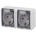 Изображение товара Розетка ЭРА Эксперт 11-2404 2х2P+E IP54, шторки, 16A-250В, 2-местная, для открытой установки, с заземлением, IP54, цвет - белый