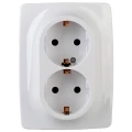 Изображение товара Розетка ЭРА серия 12 12-2008 2X2P+E Schuko со шторками , 16А-250В, 2-местная, для скрытой установки, с заземлением, IP20, цвет - белый