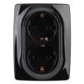 Изображение товара Розетка ЭРА серия 12 12-2106 2X2P+E Schuko, 16A-250В, 2-местная, для скрытой установки, с заземлением, IP20, цвет - черный
