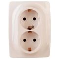 Изображение товара Розетка ЭРА серия 12 12-2108 2X2P+E Schuko со шторками, 16A-250В, 2-местная, для скрытой установки, с заземлением, IP20, цвет - слоновая кость