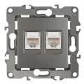 Изображение товара Розетка ЭРА серия 12 12-3108 информационная двойная 2XRJ45, для скрытой установки, IP20, цвет - графит Б0019354