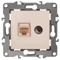 Изображение товара Розетка ЭРА серия 12 12-3110 комбинированная RJ45+TV, для скрытой установки, IP20, цвет - слоновая кость