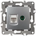Изображение товара Розетка ЭРА серия 12 12-3110 комбинированная RJ45+TV, для скрытой установки, IP20, цвет - алюминиевый