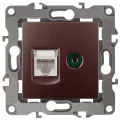Изображение товара Розетка ЭРА серия 12 12-3110 комбинированная RJ45+TV, для скрытой установки, IP20, цвет - бронзовый Б0027448