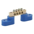 Изображение товара Шина нулевая ЭРА N 6х9 мм на двух угловых изоляторах синего цвета, латунная, 4 отверстия