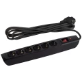 Изображение товара Фильтр сетевой ЭРА SFX 6es-B 220 В, 10 А, 2200 Вт, 6 розеток, с заземлением, с выключателем, длина кабеля - 2 м, сечение - 3x0.75 мм², цвет - черный