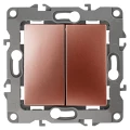 Изображение товара Механизм переключателя ЭРА серии 12 12-1106-14 двухклавишный, скрытой установки в распор (лапками) и винтами, 10А, 250В, IP20, медный Б0019297