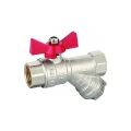 Изображение товара Кран шаровой EUROS ST1086 1/2″ Ду15 Ру20 полнопроходной, уплотнение - PTFE, никелированный, внутренняя резьба с фильтром ручка-бабочка, корпус - латунь