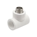Изображение товара Тройник комбинированный EVER PLAST AT 022 25 01 25 Дн25х1/2″х25 Ру25, присоединение - под приварку / наружная резьба, материал - полипропилен, цвет - белый