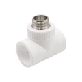 Изображение товара Тройник комбинированный EVER PLAST AT 022 32 02 32 Дн32х3/4″х32 Ру25, присоединение - под приварку / наружная резьба, материал - полипропилен, цвет - белый
