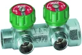 Изображение товара Коллектор регулирующий FAR Multifar FK3821 Ду20-2х1/2″ Ру10, наружная/внутренняя резьба с 2-мя выходами Ду15 Eurokonus, выходы наружная резьба, проходной, корпус латунь