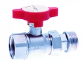 Изображение товара Кран шаровой FAR FS 3052 3/4″ Ду20 Ру16, полнопроходной, латунь CW617N, уплотнение - PTFE, внутренняя резьба / американка, хромированный, красная ручка