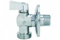 Изображение товара Кран шаровой F.I.V 7700C 1/2″ Ду15 Ру10 стандартнопроходной, латунь CW617N, уплотнение - PTFE, наружная резьба, ручка-рычаг, для стиральной машины, с розеткой, угловой, хромированный