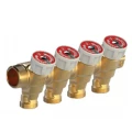 Изображение товара Гиакомини R585C 3/4"x1/2"x4 латунный коллектор с отсечными клапанами Ду20