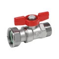 Изображение товара Кран шаровой Giacomini R254P R254PX004 3/4″ Ду20 Ру42 стандартнопроходной, двухходовой, латунь никелированная, уплотнение - PTFE, наружная резьба / накидная гайка, ручка-бабочка