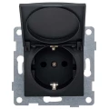 Изображение товара Розетка GUSI ELECTRIC Ugra 1-местная скрытой установки с заземлением со шторками и крышкой, номинальный ток - 16 А, степень защиты IP20, механизм, цвет - графит