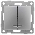 Изображение товара Выключатель двухклавишный GUSI ELECTRIC Bravo скрытой установки с индикацией, номинальный ток - 10 А, степень защиты IP20, механизм, цвет - серебро