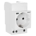 Изображение товара Розетка модульная IEK ARMAT с заземлением и защитными шторками, на DIN-рейку 45мм, 16А, 250В, IP20 AR-SOD-G-GND-S-016