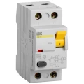 Изображение товара УЗО двухполюсное IEK ВД1-63 2Р 25А 300мА тип AC, номинальный ток 25А, ток утечки 300мА переменный MDV10-2-025-300